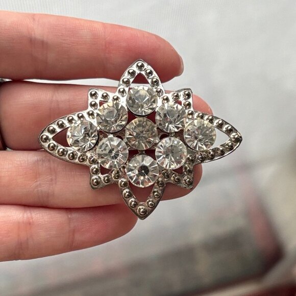 Art Deco Style Crystal Brooch Vintage - Picture 4 of 5